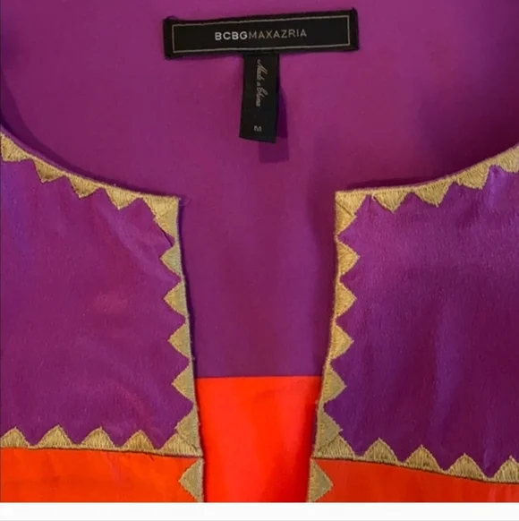 BCBGMaxAzria Color Block Tunic Silk  Dress Multi Colors Medium - Picture 6 of 10